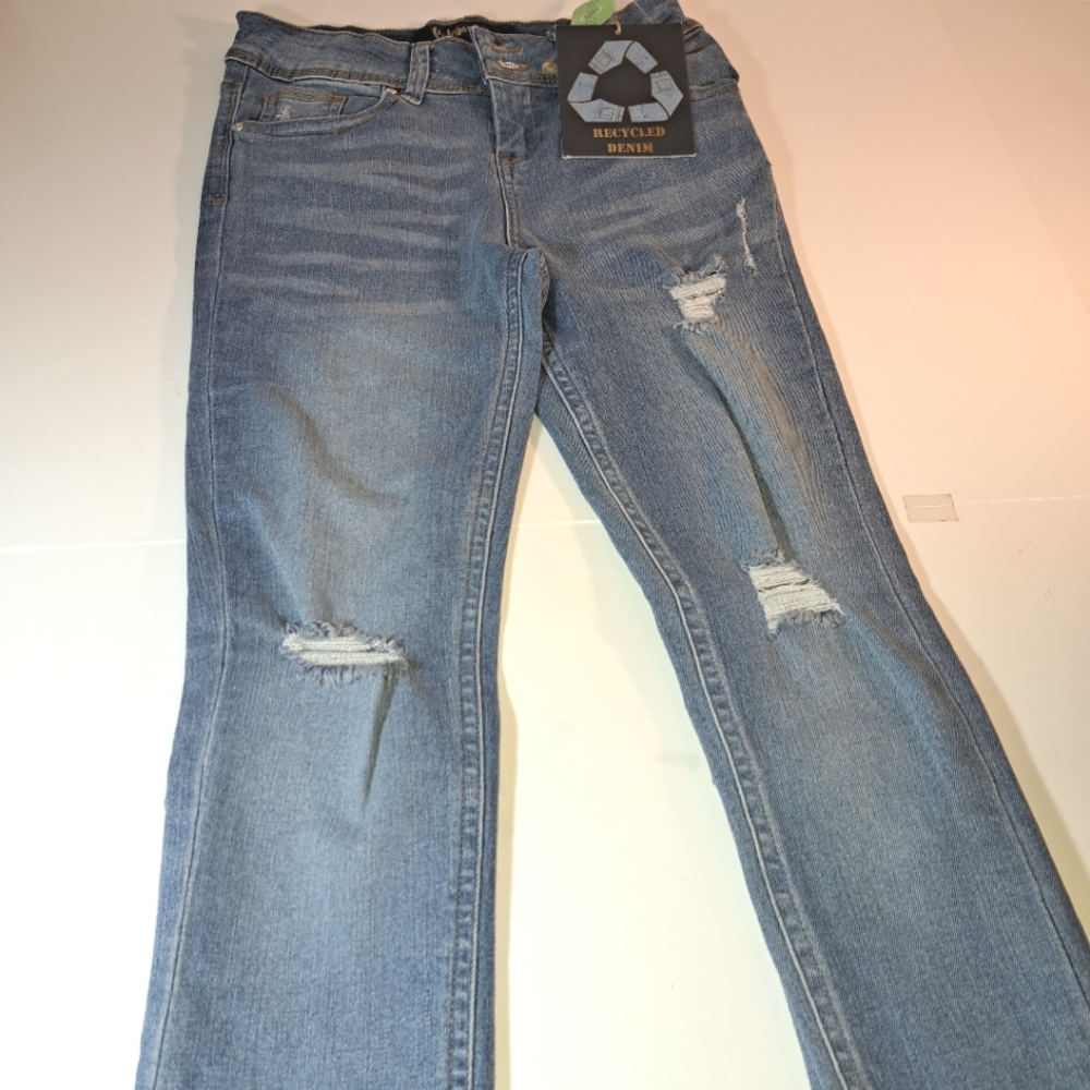 Indigo Rein Juniors Ankle Mid Rise Distressed Skinny Women Jeans Size 12